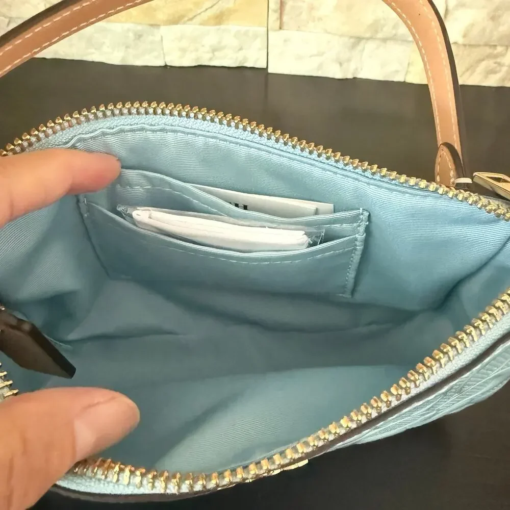 New‼️Coach Nolita 19 In Signature Leather With Charms Gold/Light Blue CEM98
